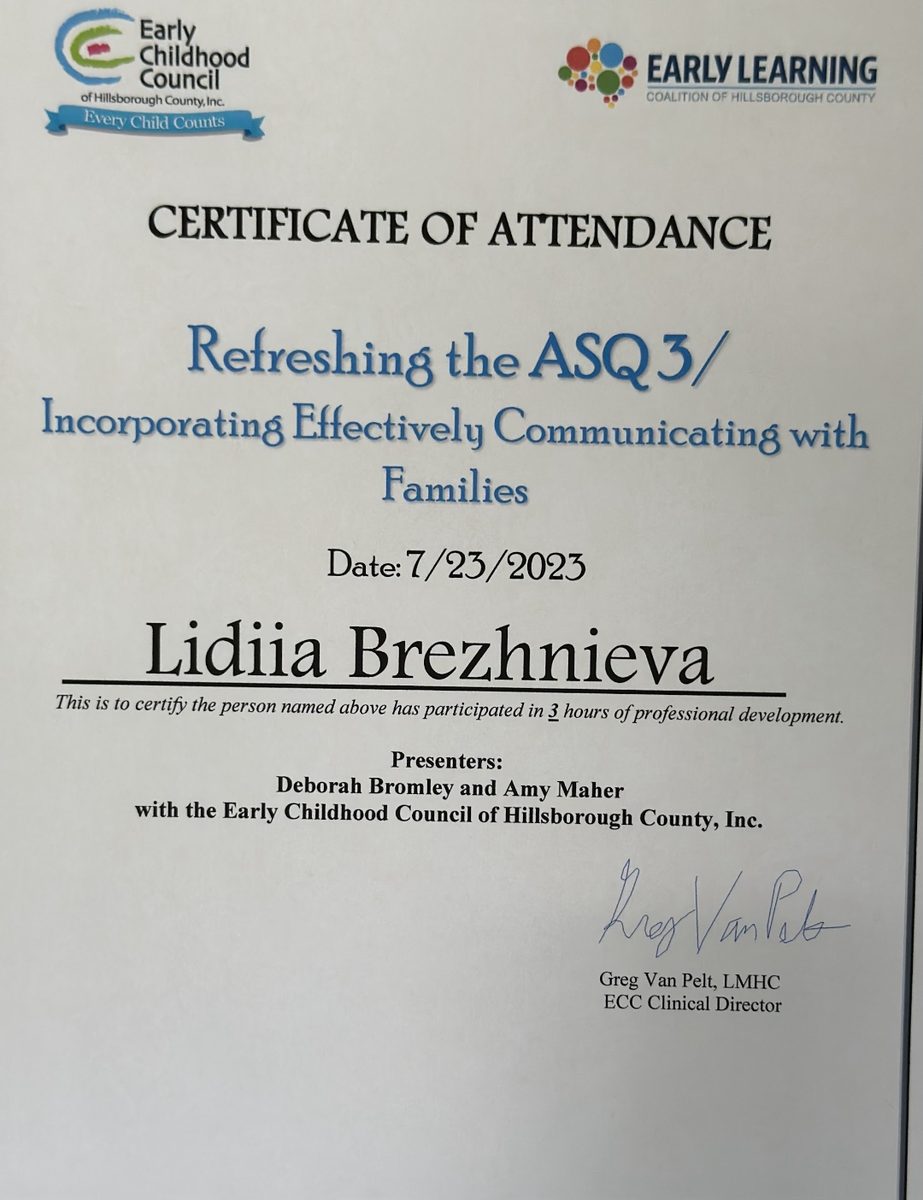 Early Childhood Council Certificate