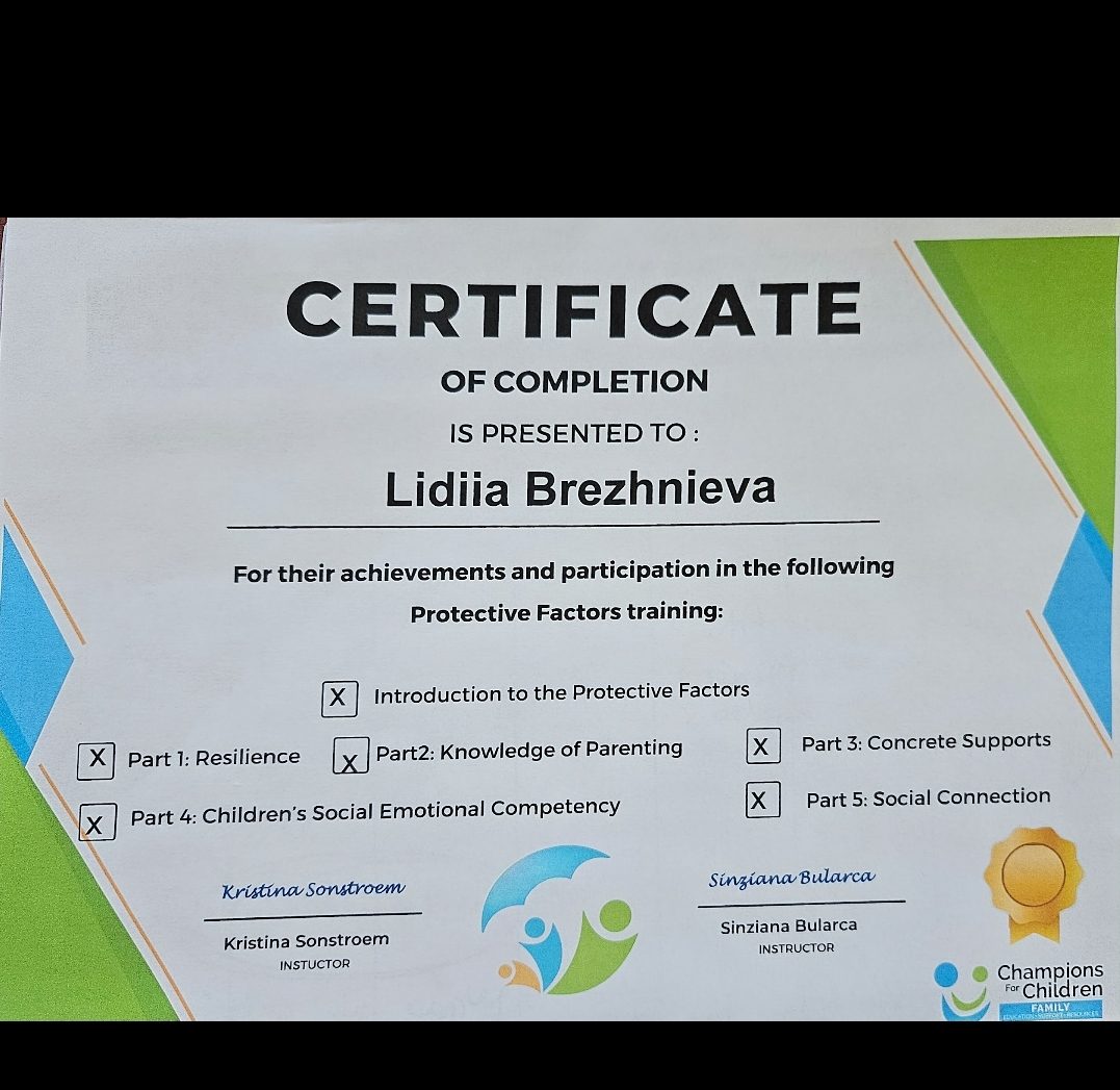 Champions for Children Certificate