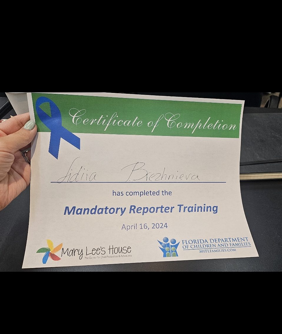 Mandatory Reporter Certificate